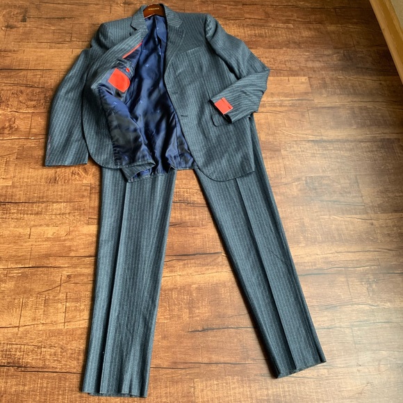 Isaia Napoli bluish Gray 100% wool 46L(56 8L) suit - Picture 1 of 8